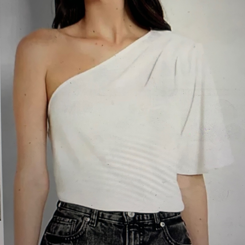 Express Small White One Shoulder Top pleated New with Tags NWT